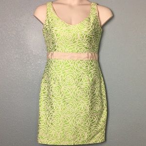 Maggy London Green and Beige Dress with Roses